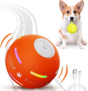 Petiepaw Pelota Interactiva Automática para Perros, Recargable por USB, Juguete Duradero para Cachorros y Perros Medianos