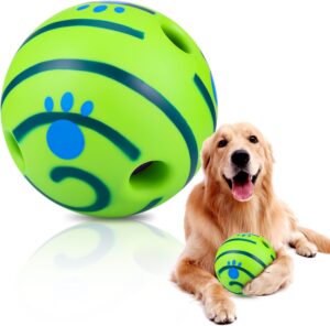 JIZZU Pelota de risa interactiva para perros, juguete chirriante y duradero para interiores y exteriores