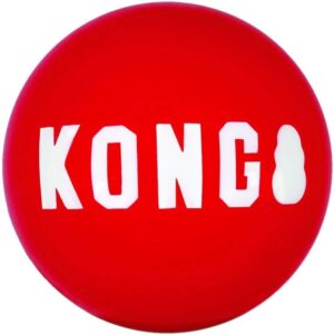 KONG – Pack de 2 Pelotas Signature Ball Duraderas para Perros Medianos, Juguete de Recompensa