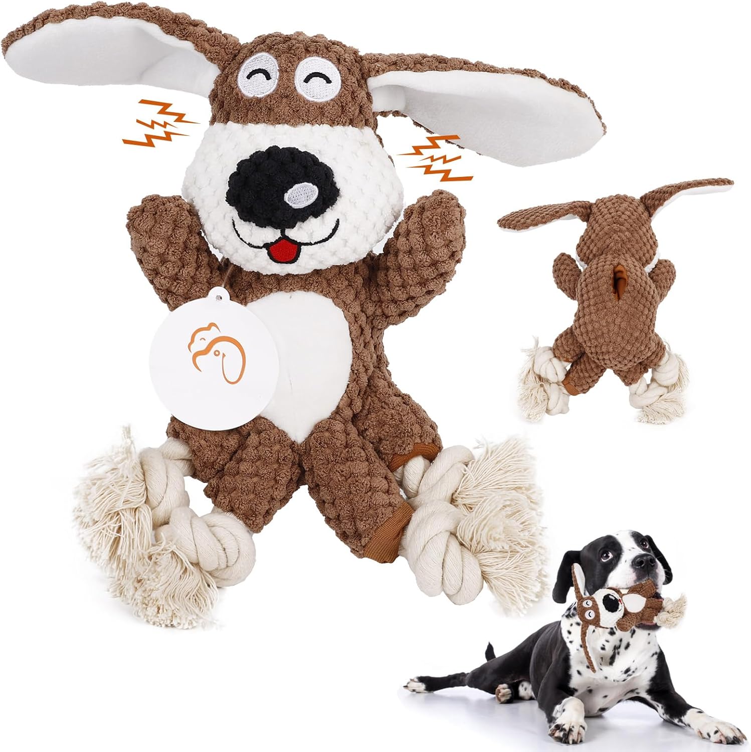JJW Juguete interactivo y masticable para perros con sonido y función de alimentos con fugas (marrón)