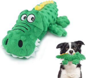 ZENVALY Juguete Chirriador para Perros, Peluche Cocodrilo Duradero, Juguete Masticable para Cachorros y Perros Pequeños y Medianos