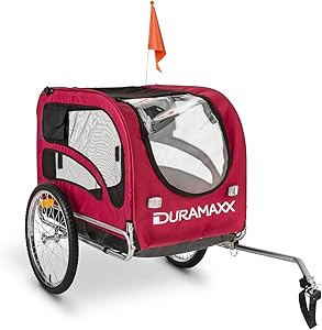 DURAMAXX King Rex - Remolque y Carrito para Perros, 250L, 40 kg, Acoplamiento Fijo para Bicicleta, Neumáticos 16" y Llantas de Acero