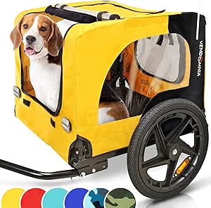 Remolque de Bicicleta para Perros Plegable con Bandera y Correa, Fácil de Guardar - Colores Variados