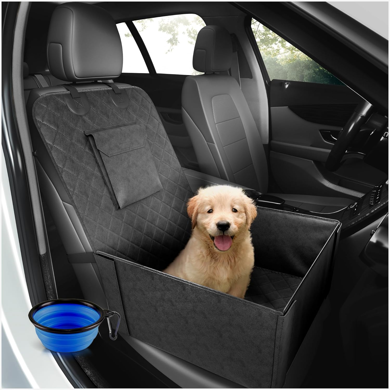 Asiento de coche para perros impermeable con funda lavable y bolsa extra – Ideal para perros pequeños y medianos