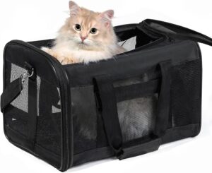 Hitslam Transportín para Gato y Perro Pequeño, Bolso de Transporte Cómodo para Viajes en Tren, Coche y Avión (M)
