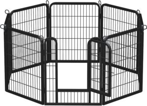 Yaheetech Parque de Metal con Puerta, 8 Vallas para Perros, Ideal para Interior y Exterior, 80 cm