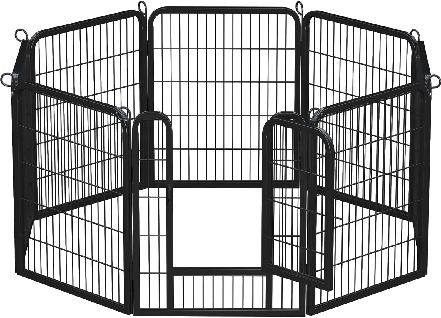Yaheetech Parque de Metal con Puerta, 8 Vallas para Perros, Ideal para Interior y Exterior, 80 cm