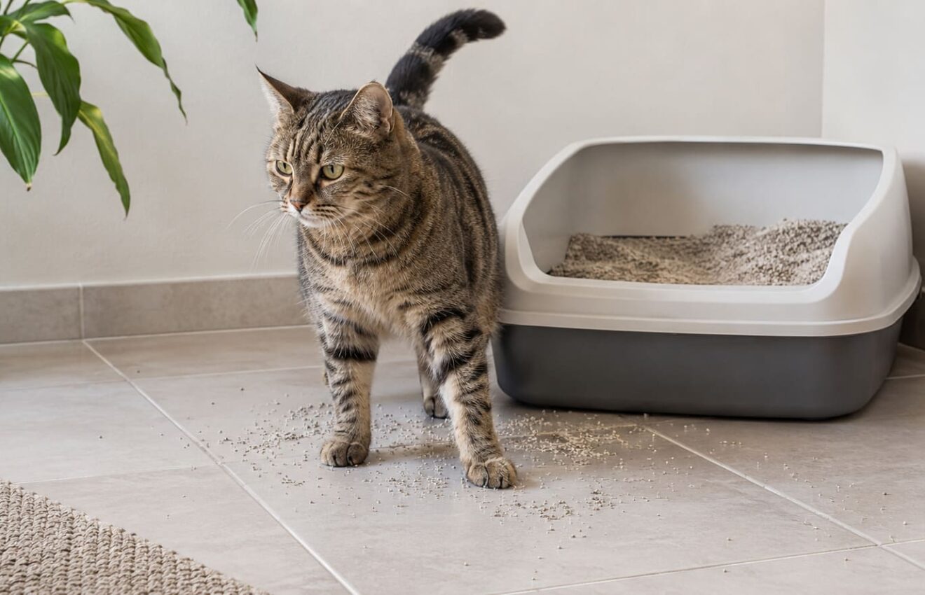 por qué mi gato tira la arena fuera del arenero